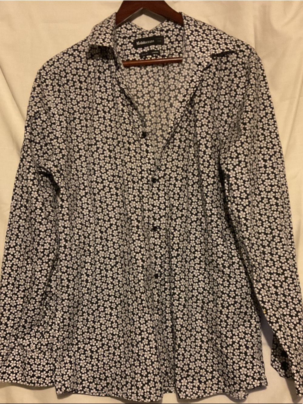 Black and White Floral Dress Shirt